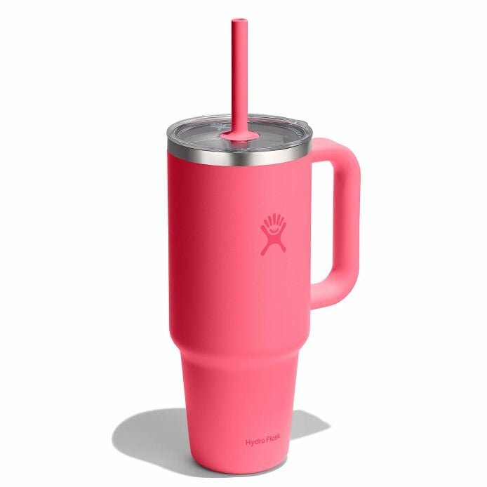 40-oz-travel-tumbler-t1 tt40pscc668-40-oz-travel-tumbler-clear-lid-popstar-pink-angled.jpg